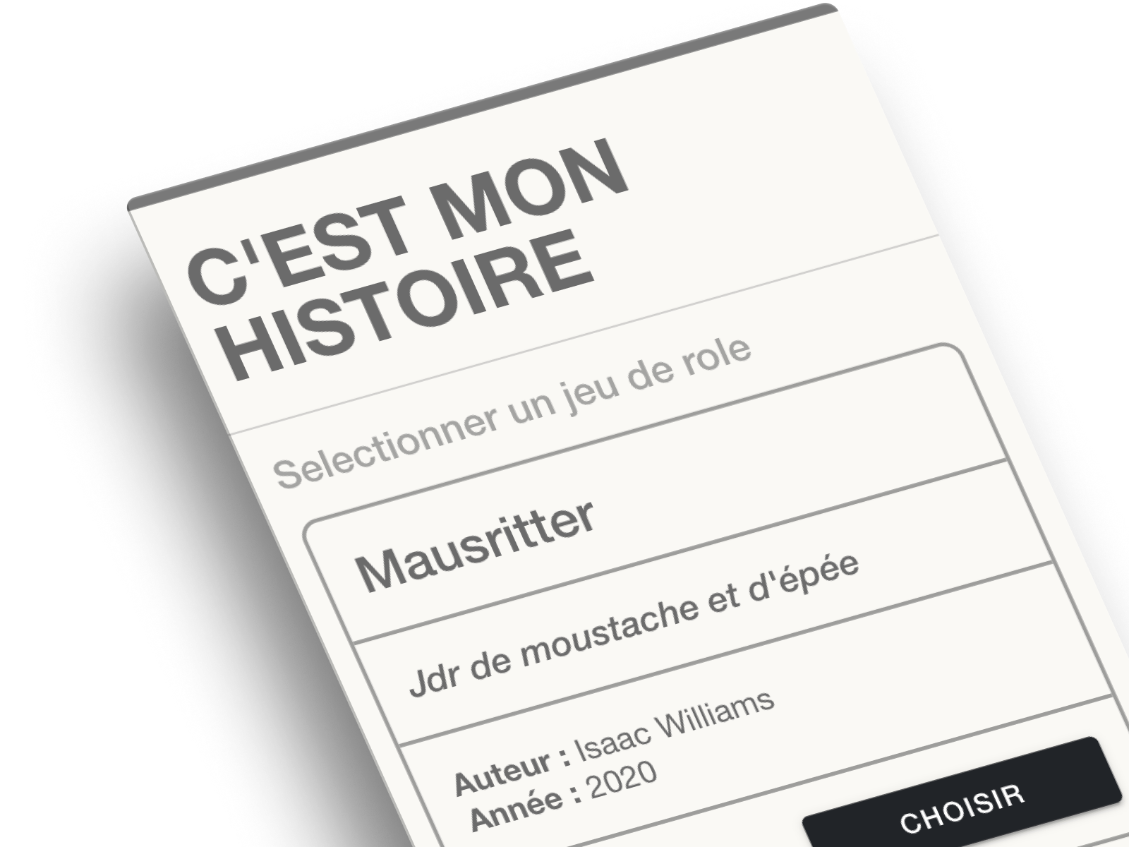 JDR solidaire : C'est mon Histoire